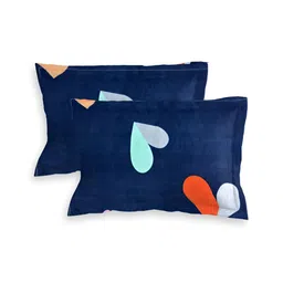 ROMEE Blue & White Geometric 144 TC Queen Bedsheet with 2 Pillow Covers image 4