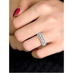 Peora Silver Plated CZ Studded Eternity Finger Ring Engagement Anniversary Gift for Women (US 8)-image-32