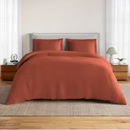 SPACES Everyday Essentials Bruschetta Cotton Soft Plain Bedsheet with 2 Pillow Covers-image-15