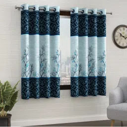 Story@Home Blue & White Abstract 2 Pc Window Curtain 5 Feet (Pack of 2)-picture-33