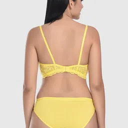FIMS Pack Of 2 Self Design Lace Lingerie Set I-ten_Set_Packof2_YellowGreen image 3