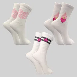 TRAZO Women Pack Of 3 Patterned Printed Calf-Length Socks-picture-12