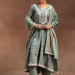 Libas Ethnic Motifs Printed Kurta with Trousers & Dupatta image 1