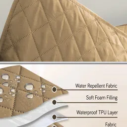 HOKIPO Camel Brown Checked Waterproof Sofa Cover Mat image 2