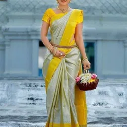 VILLE FASHION Woven Design Zari Art Silk Kanjeevaram Saree-picture-14