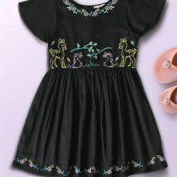 Bella Moda Girls Cotton Floral Embroidered Fit & Flare Dress-picture-28