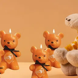 PEEPALCOMM Orange & Red 4 pieces Pillar Candle image 5