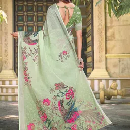 Moda Rapido Floral Printed Zari Saree image 4