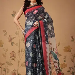 Silk Land Bandhani Zari Chanderi Saree-picture-26