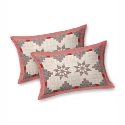 Aura Opulent Grey & White Ethnic Printed Cotton Ajrak Printed 210 TC King Bedsheet Set image 2