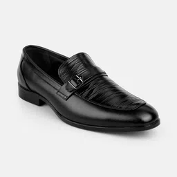 Mochi Men Textured Leather Slip On Formal Loafers-image-76