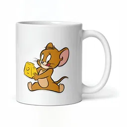 Mr UVD White & Brown Cartoon Characters Printed Ceramic Glossy Mug 350 ml image 3