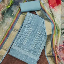 HERE&NOW Floral Embellished Sequinned Unstitched Dress Material-image-22