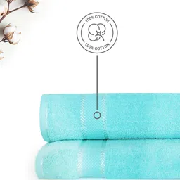 Layers Set Of 2 Aqua Everfresh 100% Cotton 380 GSM Bath Towel image 3