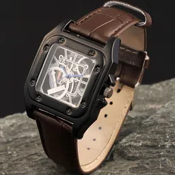 French Accent Men Embellished Dial & Leather Bracelet Style Straps Analogue Watch SS25_FAWC1051-image-63