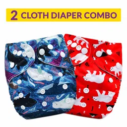 Bembika Reusable Cloth Diapers Multi Print Pack of 2 - Blue Red-picture-12