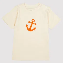 Nino Bambino 100% Organic Cotton Half Sleeves Anchor Print Tee - White-image-2