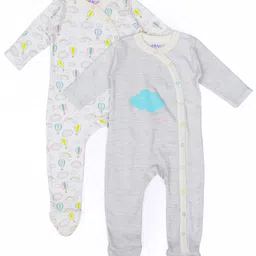 Mi Arcus Pack Of 2 Full Sleeves Rainbow & Cloud Printed Sleep Suits - Grey-picture-21
