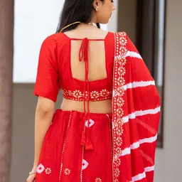 PRETTY PALLU Women Semi-Stitched Gota Patti Lehenga & Unstitched Blouse With Dupatta image 2