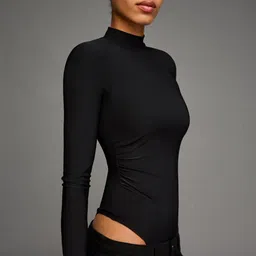 Bershka Women High Neck Long Sleeves Bodysuit-picture-16