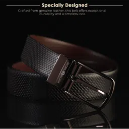 JND Men Textured Leather Reversible Belt image 5