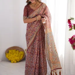 MAHARANI COUTURE Ethnic Motifs Printed Pure Cotton Kanjeevaram Saree image 4