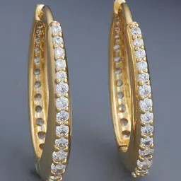 Kushal's Fashion Jewellery Gold Plated Zircon Studded Circular Hoop Earrings-picture-33