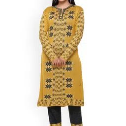wool 4u Woollen 4U Women Woven Design Self Design Kurta with Trousers-picture-39