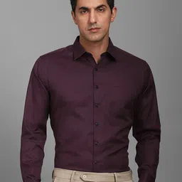 Louis Philippe Spread Collar Formal Cotton Shirt-image-1
