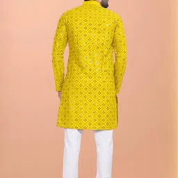 BH FAB Men Yellow Cotton Kurtas image 3