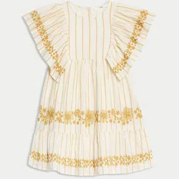 Marks & Spencer Girls Striped Flared Sleeve Fit & Flare Dress-picture-16