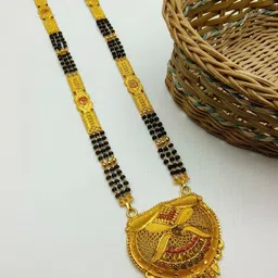 OM KRISHIV COLLECTION Gold-Plated Artificial Beads Mangalsutra image 1