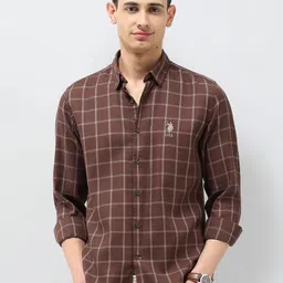 U.S. Polo Assn. Denim Co. Men Slim Fit Checked Spread Collar Cotton Casual Shirt-picture-21