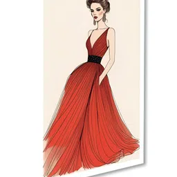 nestroots Orange & Black Elegant Lady Canvas Painting Wall Art image 3