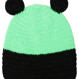MayRa Knits Ears Applique Dual Shaded Woolen Cap - Black image 3