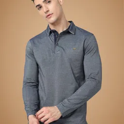 STELLERS Men Solid Polo Collar Cotton T-Shirt-image-4
