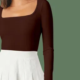 Maheshvi Women Square Neck Long Sleeves Fitted Top image 4