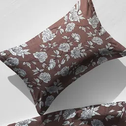 WEAVE AND DECOR Brown Floral Microfiber 300TC Fitted Single Bedsheet Set-1.93 m x 91.44 cm image 3