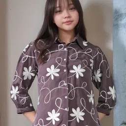 Myshka Floral Embroidered Bell Sleeve Shirt Style Top-picture-29