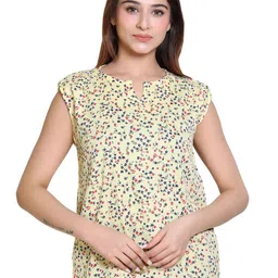 Varenyam Women Floral Print V Neck Sleeveless Top-image-60