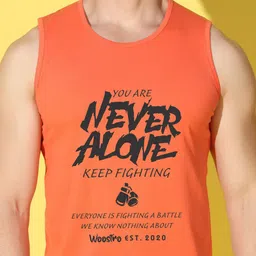 WOOSTRO Pack Of 2 Printed Combed Cotton Gym Vests -VWS26(BKLN ORANGE)(ALONE ORANGE) image 3