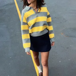 LULU & SKY Striped Polo Neck Sweater image 4