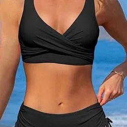 Night with Fun V-Neck High-Waist Swim Bikini Set image 3