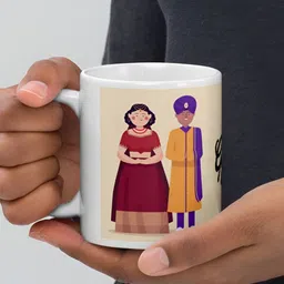 Mr UVD White & Yellow Graphic Printed Ceramic Glossy Mug - 350 ml image 3