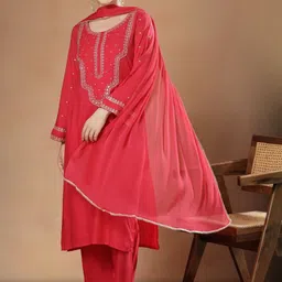 STYLEBAAZI Women Ethnic Motifs Embroidered Regular Mirror Work Kurta with Trousers & With Dupatta-picture-15
