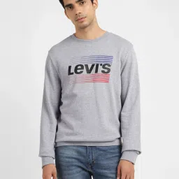 levi's Men's Solid Grey Crew Neck Sweatshirt image 2