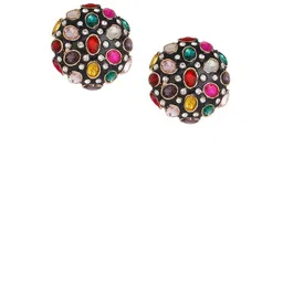 AVANT-GARDE PARIS Gold-Plated Rhinestone Circular Studs Earrings image 4