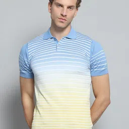 Monte Carlo Men Striped Polo Collar Pure Cotton Pockets T-shirt-picture-37