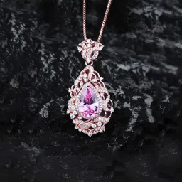 Designs & You Rose Gold-Plated Cubic Zirconia Studded teardrop Shaped Pendants image 4