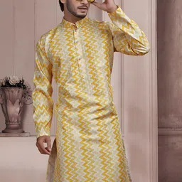 KURTA WALLAH Men Geometric Printed Thread Work Floral Kurta image 5